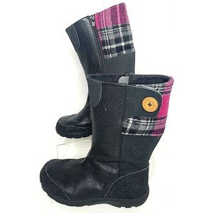 Keen Womens Darby Black Zip-up Boots Pink Plaid Button Accent Outdoor Sz 6